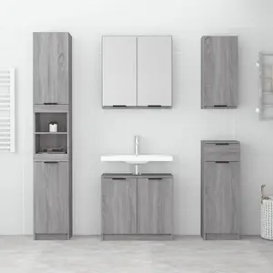 Berkfield Bathroom Cabinet Grey Sonoma 32x34x188.5 cm Engineered Wood