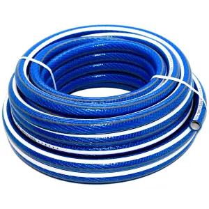 Garden Hose Pipe, 25 m / 82 ft Long, Premium Non-Kinking Reinforced 6 Layer Non-Toxic 1/2" Watering Irrigation Hosepipe (Blue)