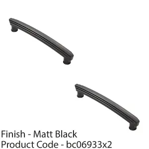 2 PACK - Art Deco Kitchen Pull Handle - Matt Black - 160mm Centres Shaker Cabinet Drawer