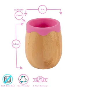 Tiny Dining - Divided Bamboo Suction Baby Feeding Set - Pink - 4pc