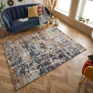 Modern Easy to Clean MultiColoured Abstract Rug for Living Room Bedroom & Dining Room-200cm X 285cm