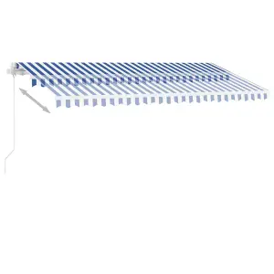 Berkfield Manual Retractable Awning with LED 400x300 cm Blue and White