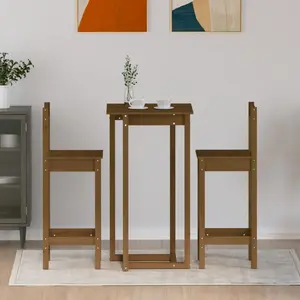 2 - Person Pine Solid Wood Dining Set Honey Brown