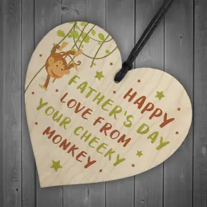 Funny Cheeky Fathers Day Gift Wooden Heart Dad Gift From Daughter Son Keepsake