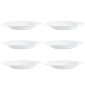 URBNLIVING 22cm Depth Luminarc White Glass Soup Bowl Set of 6