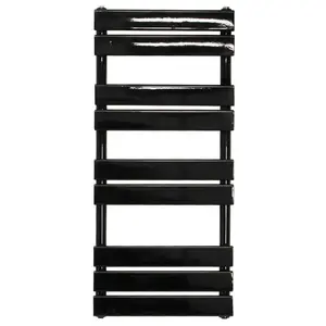 Flat Panel Heated Towel Rail Radiator Bathroom Warmer Black / 100cm H x 45cm W x 6.2cm D