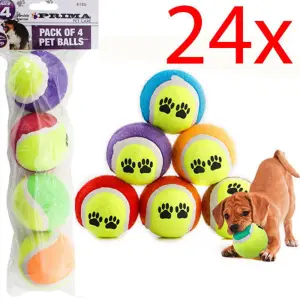 Set Of 24 Pet Dog Tennis Balls Throw Strong Outdoor Catch Chase Garden Park Toy Gift