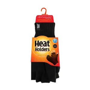 Heat Holders - Mens 3.2 TOG Fleece Insulated Fingerless Gloves Black