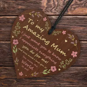 Red Ocean Mothers Day Gifts  A Present For Mum  Handmade Plaque  Wooden heart hanging plaque Mother from daughter thank you