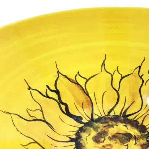 Sunflower Hand Painted Ceramic Yellow Kitchen Dining Large Conical Bowl (Diam) 37cm