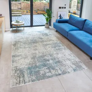 Teal Abstract Modern Easy to Clean Rug for Living Room Bedroom and Dining Room-120cm X 170cm