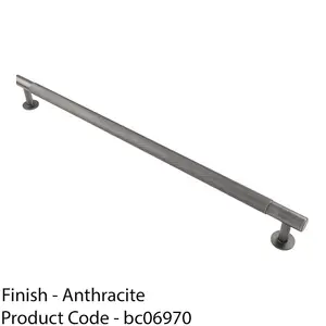 Knurled Bar Door Pull Handle - 350mm x 13mm - 320mm Centres - Anthracite Grey