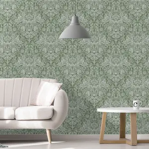 Harlen Woodland Damask Wallpaper Green World of Wallpaper 50342