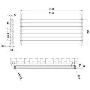 Porter White Double Horizontal Flat Panel Radiator - 1200x476mm