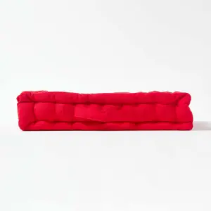 Homescapes Cotton Red Floor Cushion, 40 x 40 cm