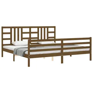 Berkfield Bed Frame with Headboard Honey Brown 200x200 cm Solid Wood