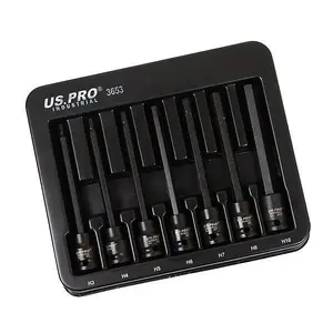 US PRO Industrial 7pc 3/8" DR Extra Long Impact Hex Bit Socket Set H3 - H10 3653