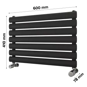 Ximax Champion FORH1164600A Anthracite Gas Horizontal Designer Radiator, (W)600mm x (H)410mm