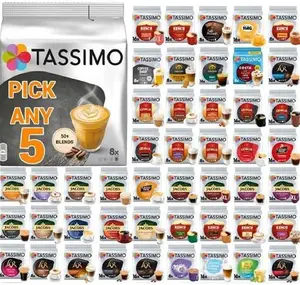 Tassimo Coffee, Tea, Chocolate Pods. Pick Any 5 Packs From 50+ Blends Including Kenco, Costa, Jacobs, Hot Chocolate, Chai Latte, Baileys, Cadbury,