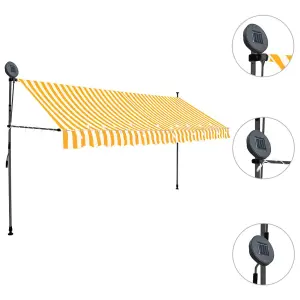 Berkfield Manual Retractable Awning with LED 400 cm White and Orange