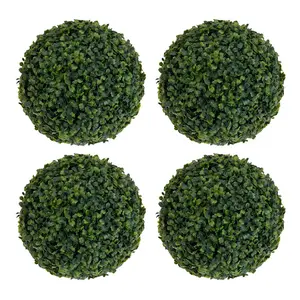 URBNLIVING 27cm Green Decorative Artificial Ball Plant Tree Leaves Indoor Outdoor Office Hanging Set of 4