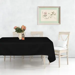 Neel Blue 60"x102" Linen Tablecloth, Premium Polyester Dining Table Cover, Black