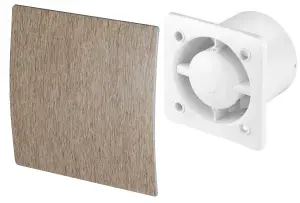 Awenta 100mm Humidity Sensor Extractor Fan Oak Wood ABS Front Panel ESCUDO Wall Ceiling Ventilation