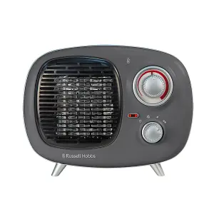 Russell Hobbs Fan Heater 1500W Portable Electric Retro Grey Ceramic Heater RHRETPTC2001G