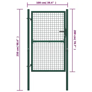 Berkfield Fence Gate Steel 100x200 cm Green