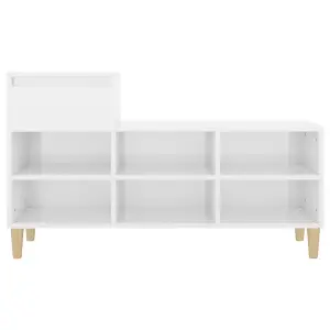 Berkfield Shoe Cabinet High Gloss White 102x36x60 cm Engineered Wood