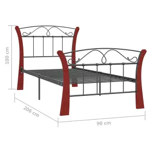 Berkfield Bed Frame Black Metal 90x200 cm