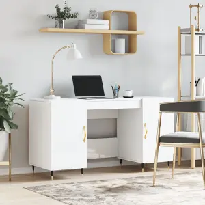 Berkfield Desk High Gloss White 140x50x75 cm Engineered Wood