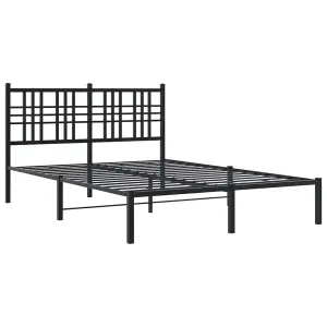 Berkfield Metal Bed Frame without Mattress with Headboard Black 120x200cm