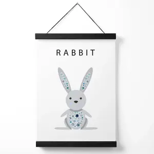 Cute Rabbit with Blue Stars  Medium Poster with Black Hanger