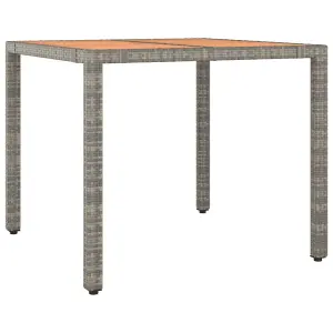 Berkfield Garden Table with Wooden Top Grey Poly Rattan&Solid Wood Acacia