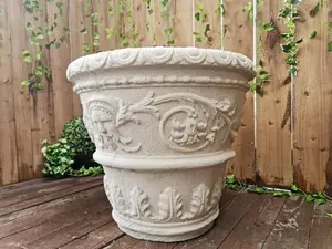 Large Greek patterned Sandstone Planter Pot