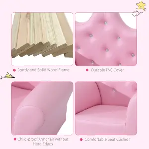 HOMCOM 2 PCS Kids Sofa and Ottoman Child Size Armchair for Girls Age 3 -5 Pink