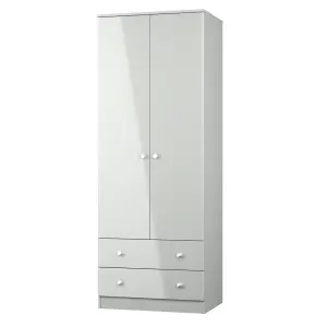 Yarmouth Ready assembled Modern Grey 2 Drawer Tall Double Wardrobe (H)1960mm (W)740mm (D)520mm