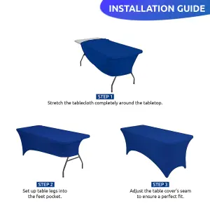 6ft Tight Fitted Tablecloth, Rectangle Spandex Patio Table Cover, Royal Blue