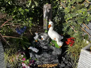 Duck Family Animal Fountain Mains Plugin Powered Water Feature