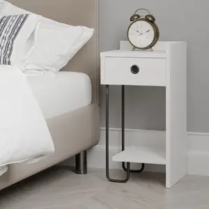 Jan Versatile Modern Bedside Table with Drawer and Open Shelf Dark Coffee / Left Orientation