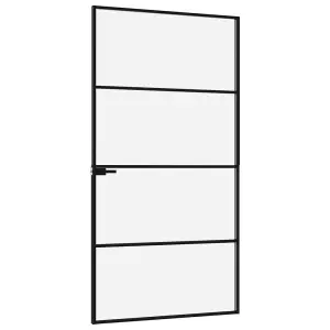 Berkfield Interior Door Black 102x201.5 cm Tempered Glass&Aluminium