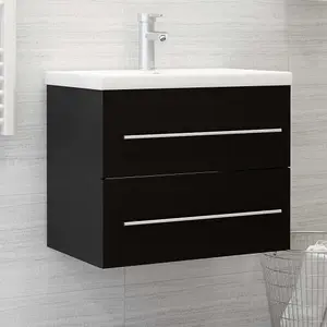 Berkfield Sink Cabinet Black 60x38.5x48 cm Engineered Wood