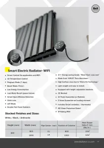 Smart WiFi Aluminium Electric Radiator. Low Energy consumption, High performance. 1000Watt. Black. Size: 1000.500mm