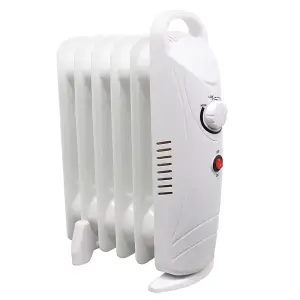 Right Radiators Oil Filled Radiator 6 Fin 800W Mini Electric Portable Heater Thermostat White