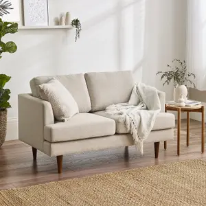 Furniturebox UK Fabric Sofa - 'Fleur' 2 Seater Upholstered Cream Sofa - 100% Eco Recycled Fabric - Modern Living Room Furniture