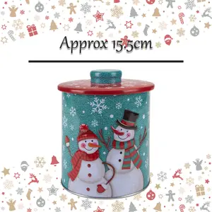 Christmas Biscuit Tin Xmas Themed Designs X 1 15.5cm Christmas Themed