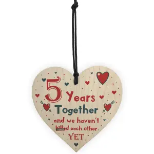 Funny Rude 5th Anniversary Gift For Husband Wife Gift For Him Her Wooden Heart