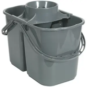 15 Litre Mop Bucket with Dual Compartments and Removable Wringer for Efficient Cleaning