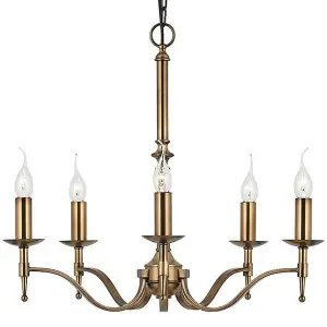 Avery Ceiling Pendant Chandelier Light 5 Lamp Antique Brass Curved Candelabra